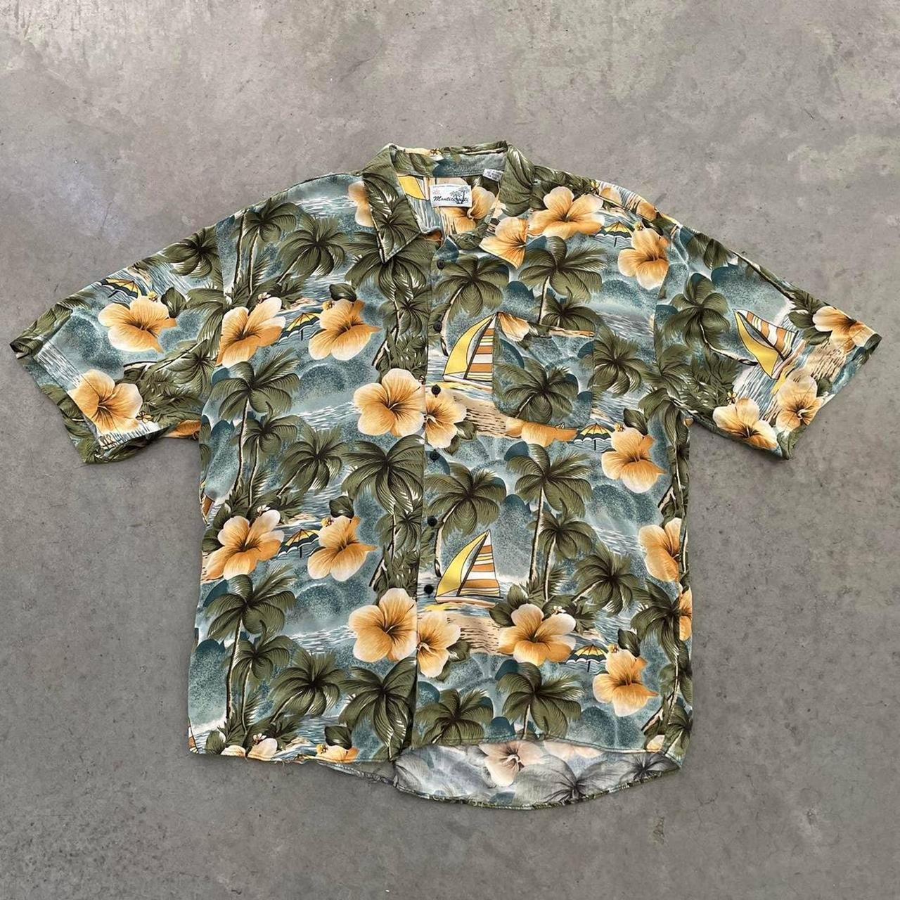 Star Wars Hawaiian Shirt Adult XL Green Floral Short - Depop