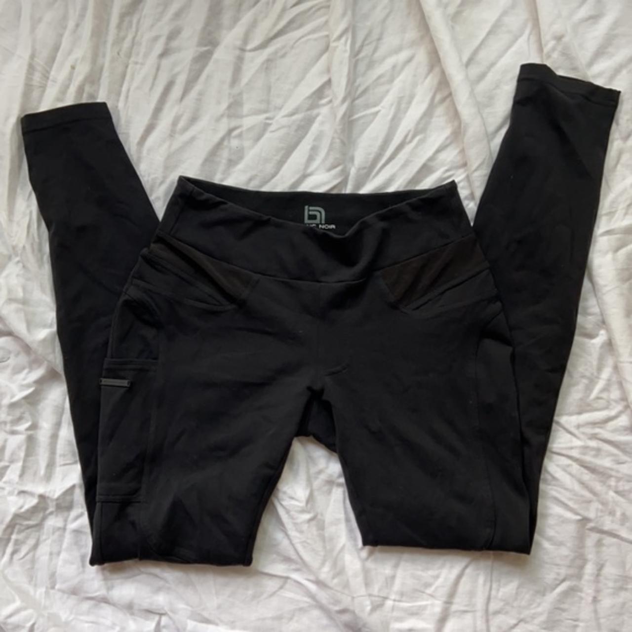 black marled leggings stretch mid rise 'Make - Depop