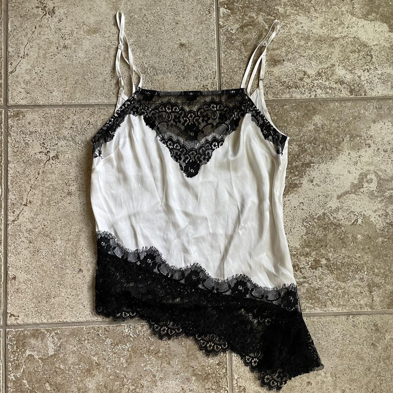 Y2K Lace Asymmetric Top No size tag, best fits a... - Depop