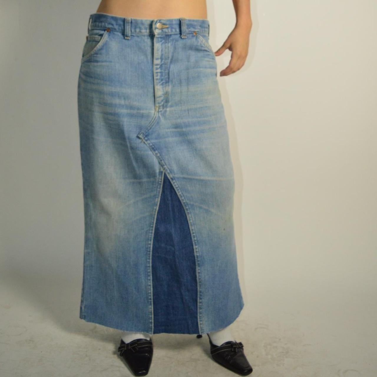 Vintage Lee Denim Maxi Skirt Waist 32” Length 33.5” - Depop