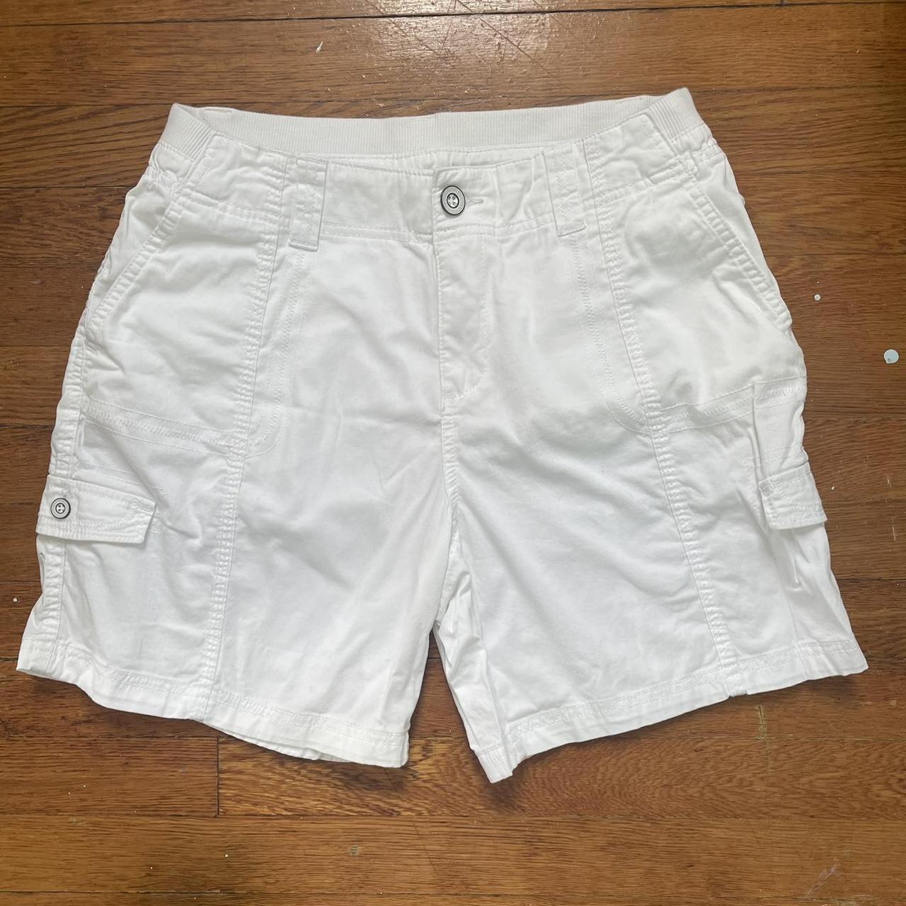 white breezy cargo shorts. size 6. please message if... - Depop