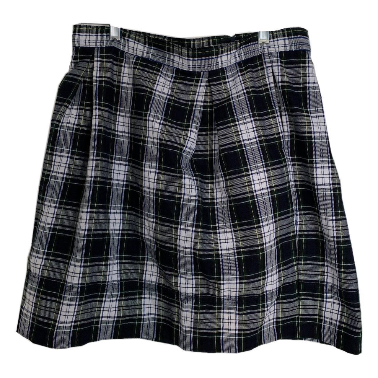 knee length plaid school girl skirt from lands... - Depop