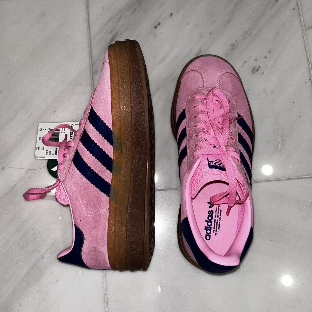 Adidas Women's Pink and Navy Trainers | Depop