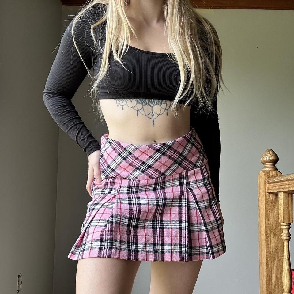 Gymboree pink / black tiered plaid skirt ☆features - Depop