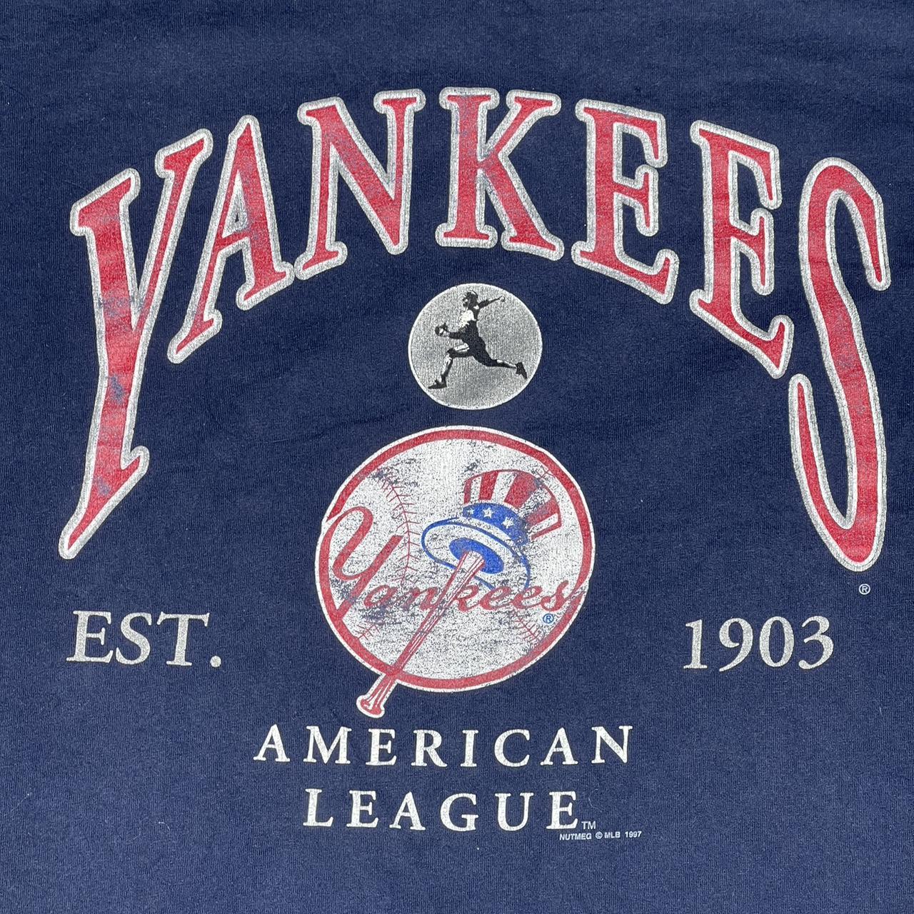 Vintage New York Yankees T Shirt Tee Nutmeg Mills Made USA 