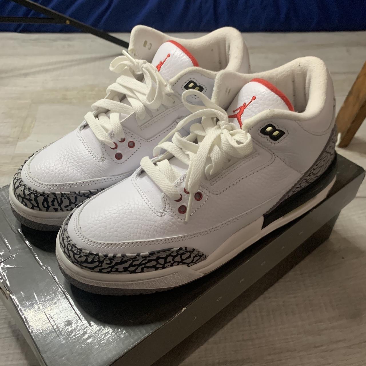 Air Jordan White Cement 3’s Size: 5.5Y = 7... - Depop