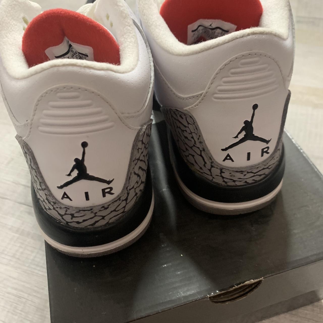 Air Jordan White Cement 3’s Size: 5.5Y = 7... - Depop