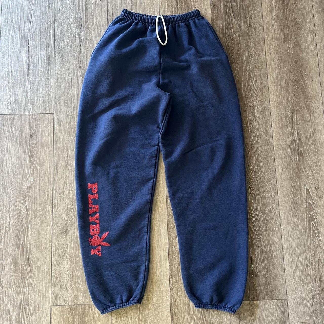 Playboy Men's Navy and Red Joggers-tracksuits | Depop