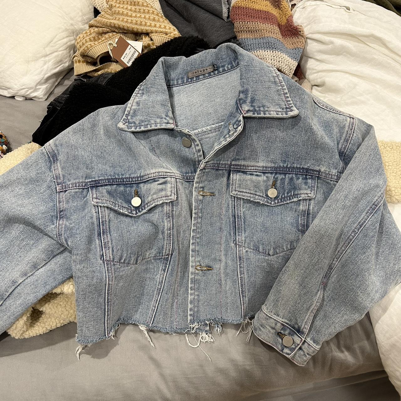 Cropped light wash denim jacket Great quality denim... - Depop