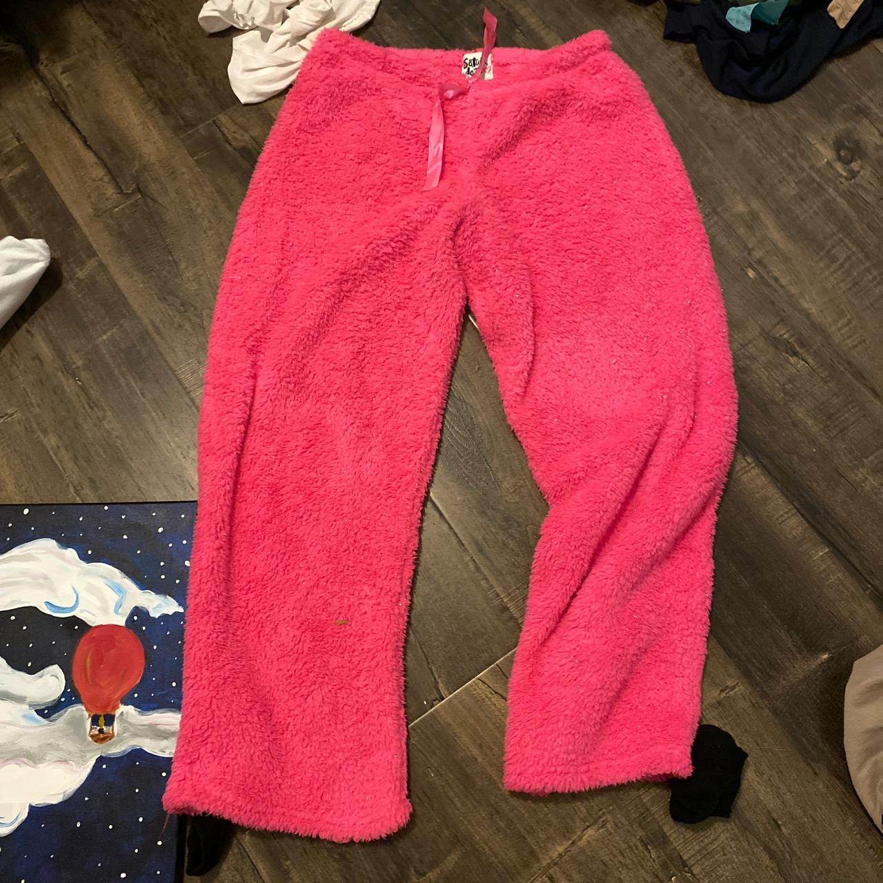 Just super soft fluffy pink pajama pants with the... - Depop