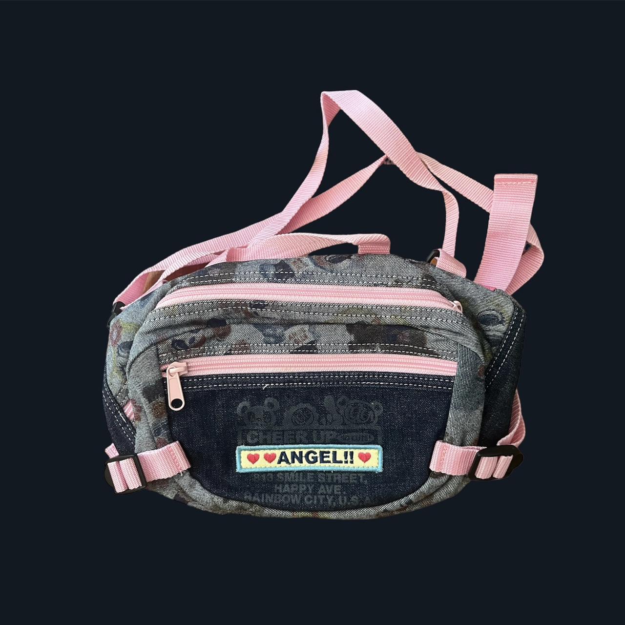 Angel blue Japanese brand Y2K pink and navy nylon | Depop Angel blue Japanese brand Y2K pink and navy nylon | Depop