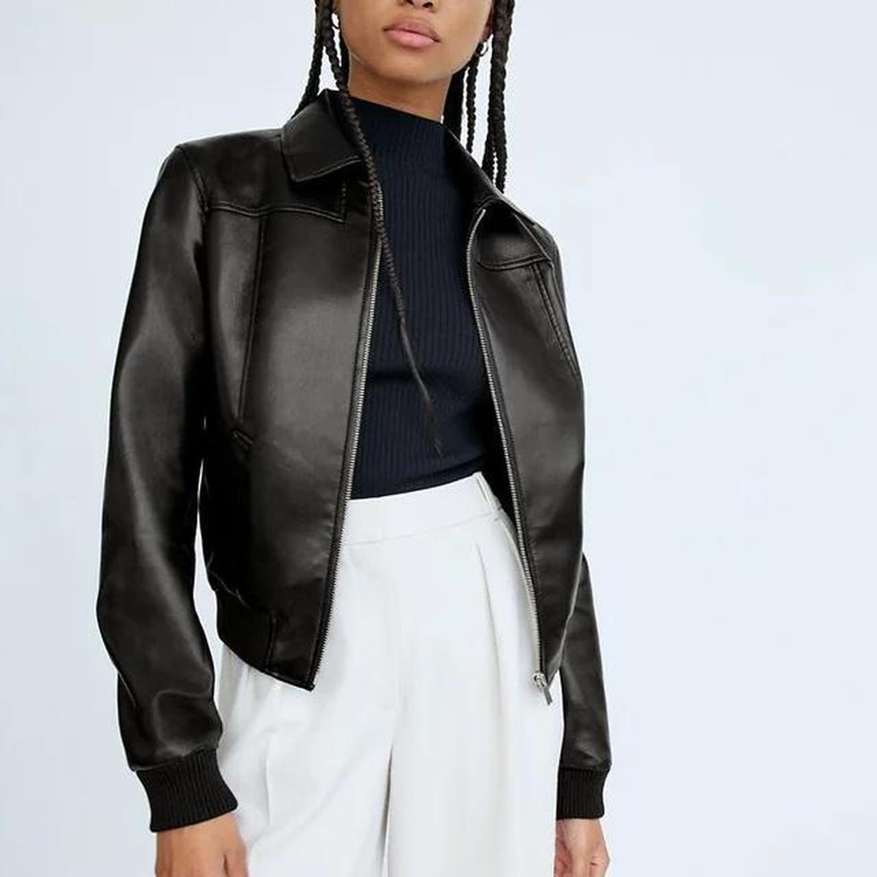 Aritzia Faux Leather Bomber! The cutest black... Depop