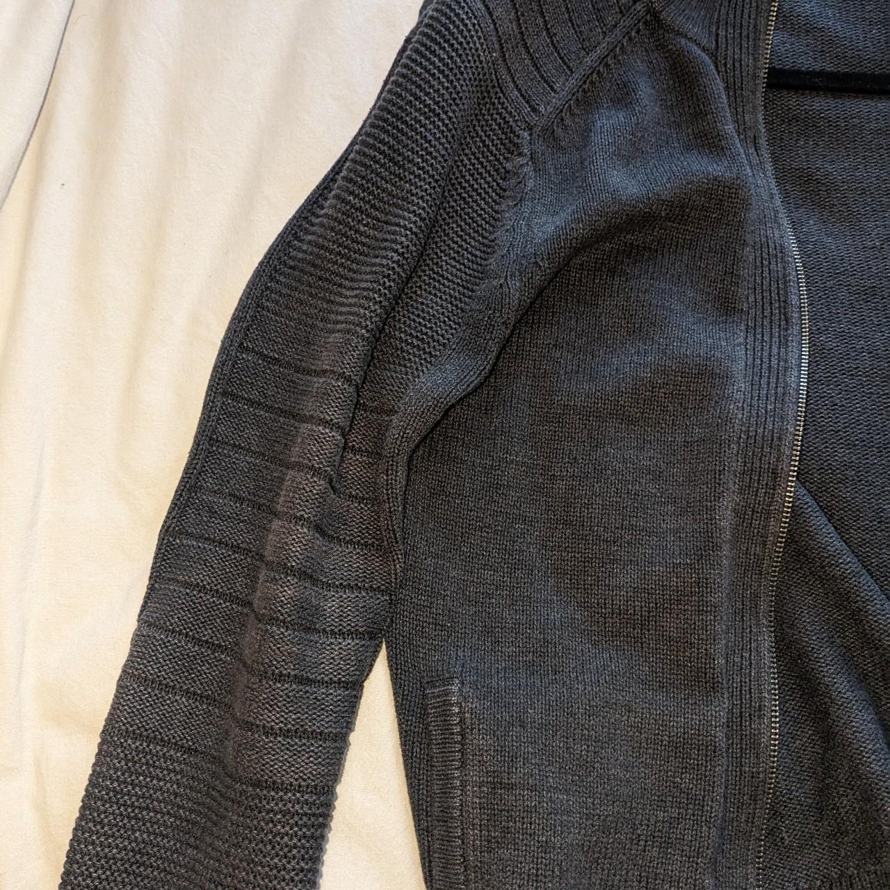 Express ribbed dark grey zip up sweater, dope... Depop