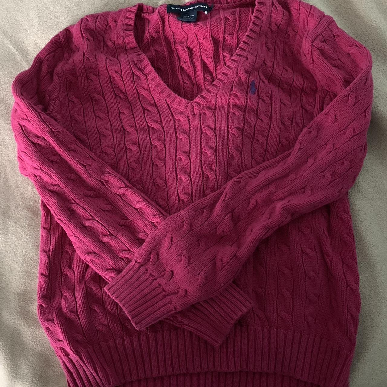 Pink cable knit sweater Ralph lauren cable knit - Depop