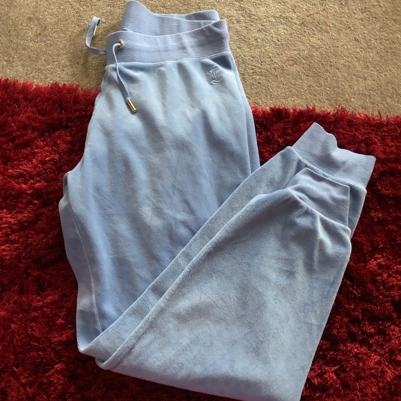 baby blue juicy tracksuit bottoms size m really... - Depop