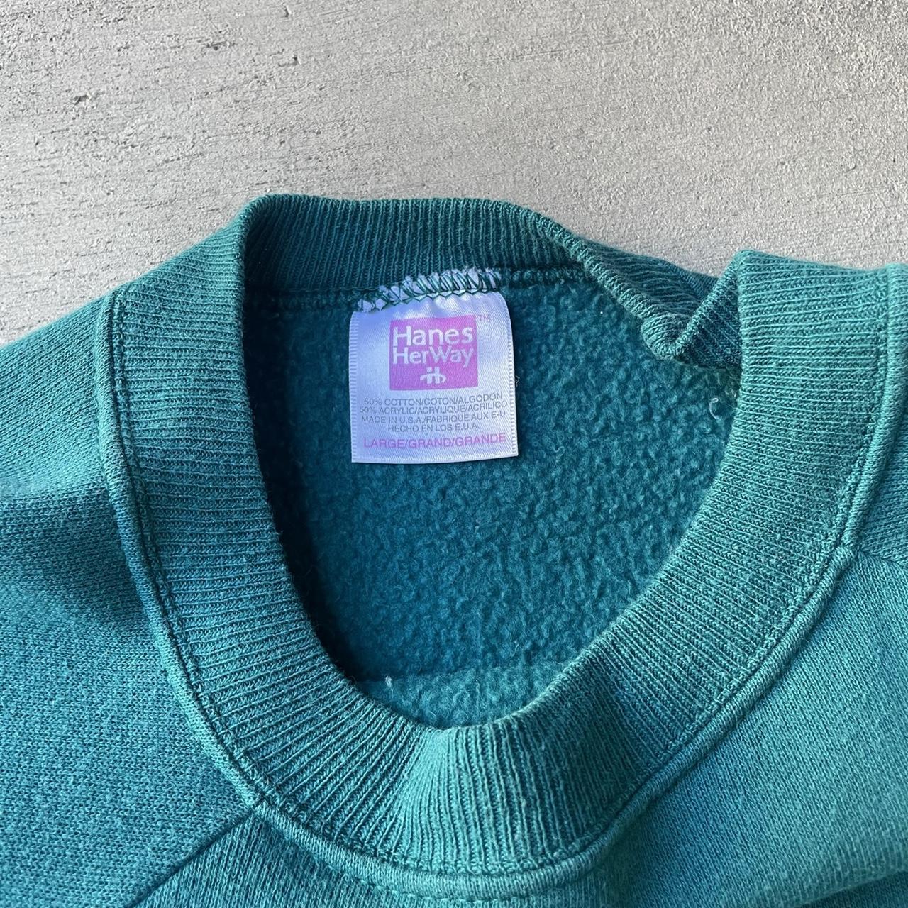 VINTAGE TURQUOISE HANES HER WAY SWEAT SHIRT MADE IN... - Depop