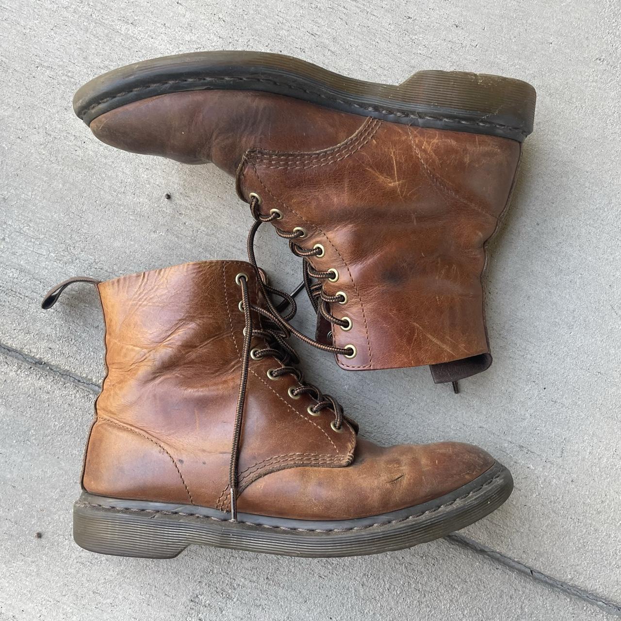 VINTAGE DR. MARTENS BROWN LEATHER 8 HOLE... - Depop