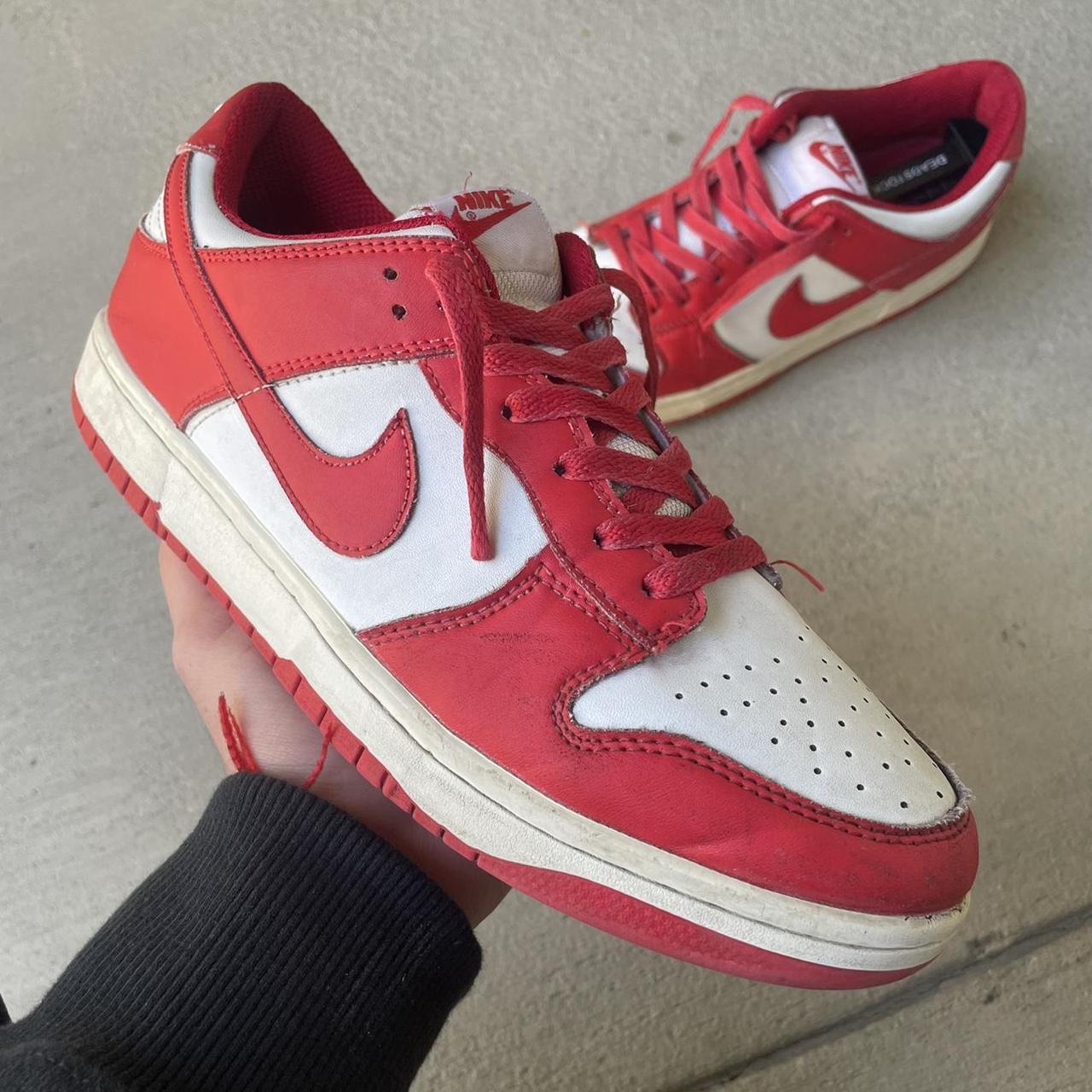Nike Men's Red and White Trainers | Depop