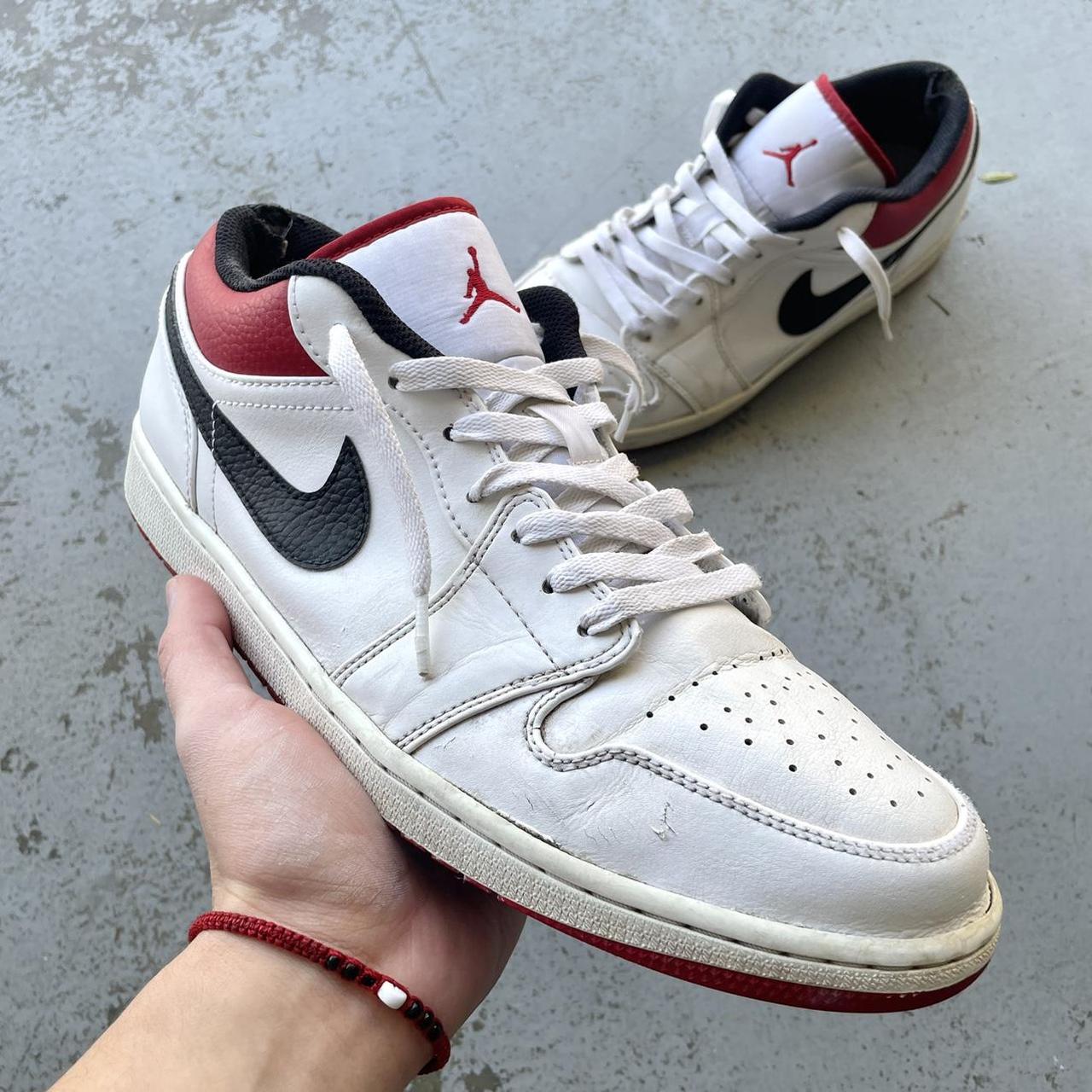 Jordan Men's Red and White Trainers | Depop