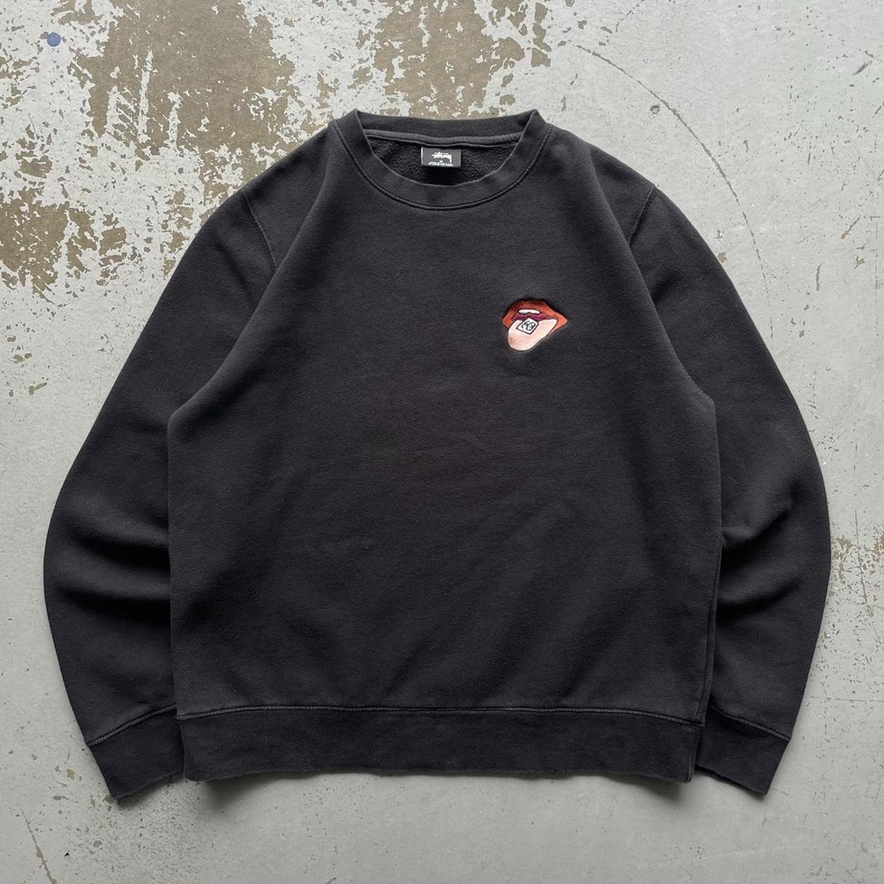 Stüssy Men's Black and Red Sweatshirt | Depop