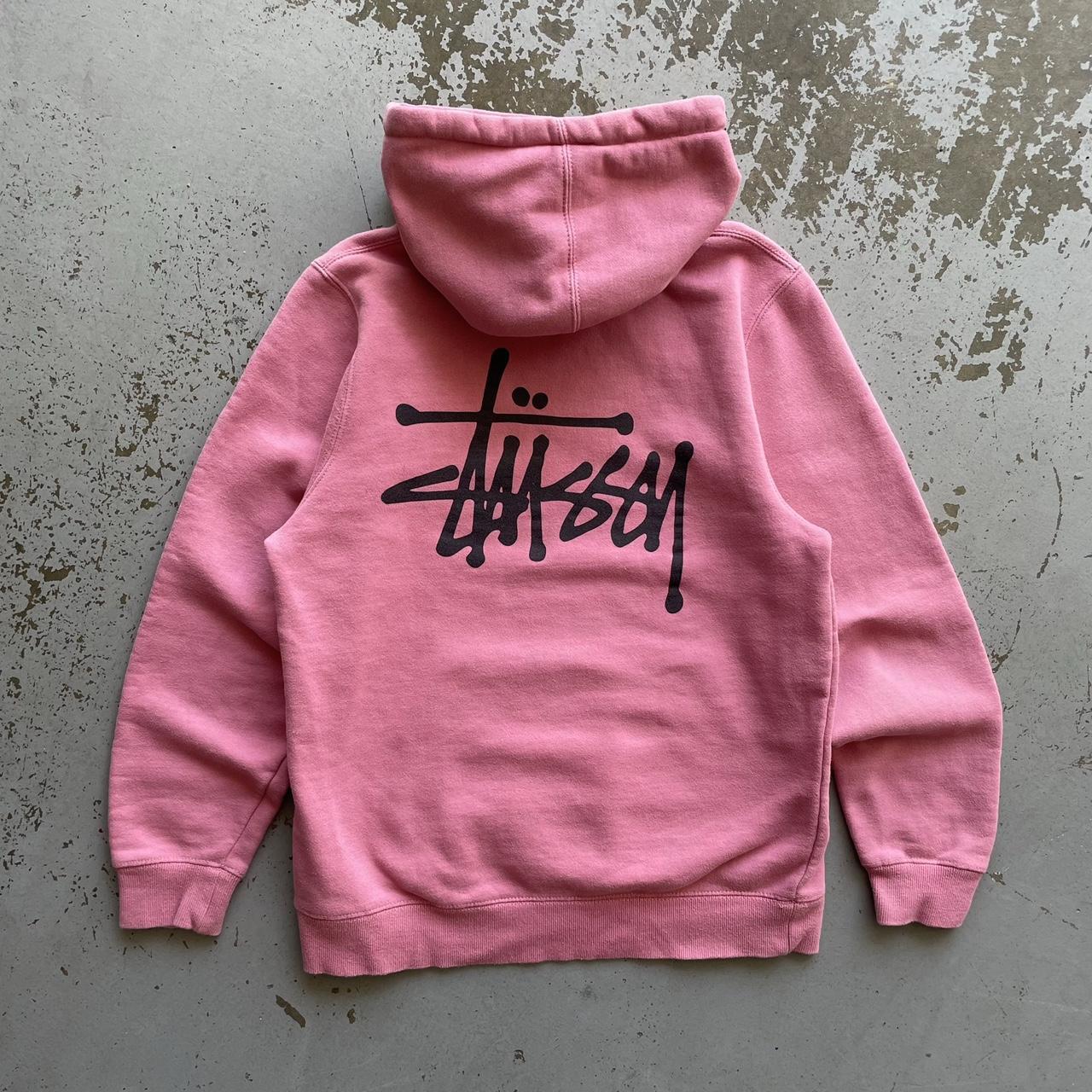 Stüssy Women's Pink and Black Hoodie | Depop