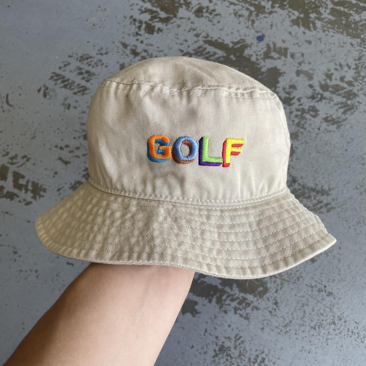 GOLF TYLER THE CREATOR EMBROIDERED LOGO CREAM BUCKET... - Depop