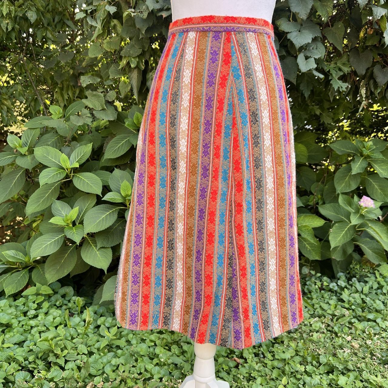 Vintage 1970's handmade multi-color midi skirt Depop