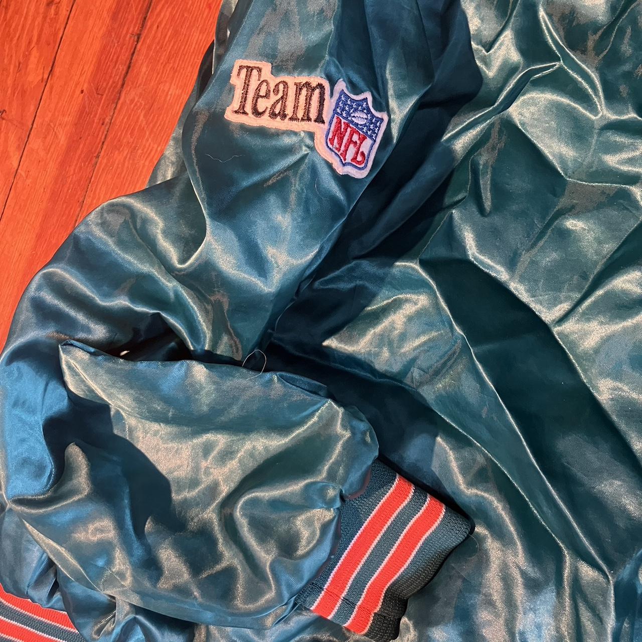 Miami Dolphins Vintage 80s Chalk Line Satin Bomber Jacket 