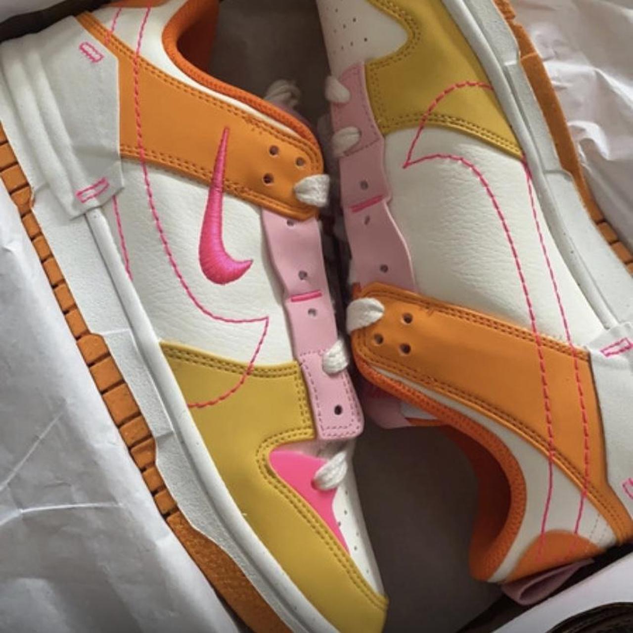 Nike Women's Pink and Orange Trainers Depop
