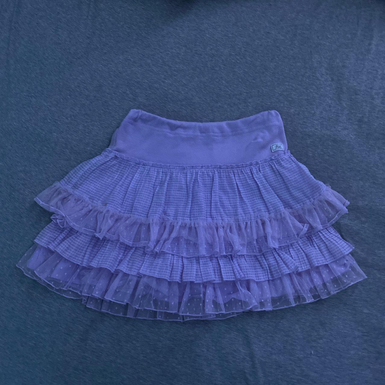 🍩Mezzo Piano ruffled purple skirt with frilled lace... - Depop