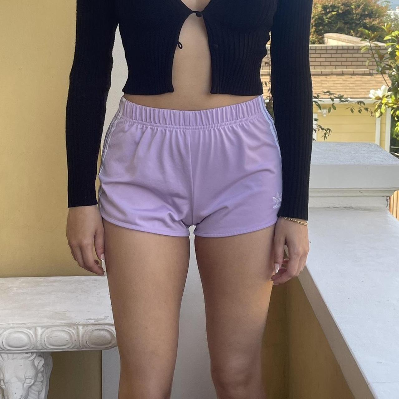 Lavender Adidas booty shorts •labeled US xs... Depop
