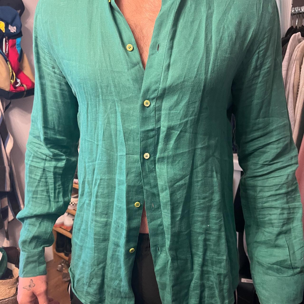 Mens green discount versace shirt