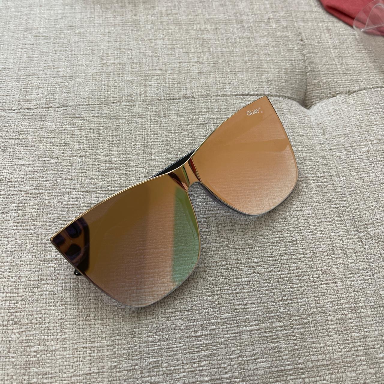 Quay Australia Women's Gold and Blue Sunglasses | Depop