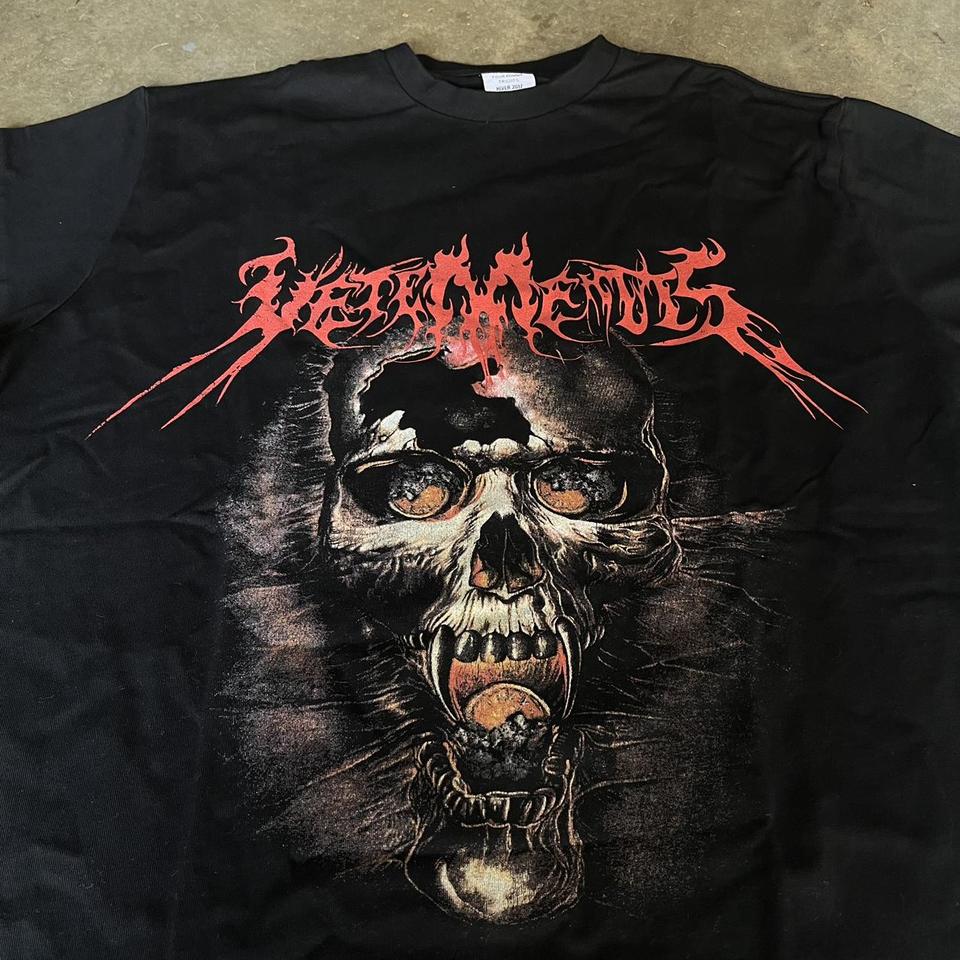 Vetements heavy metal skull logo oversized... - Depop