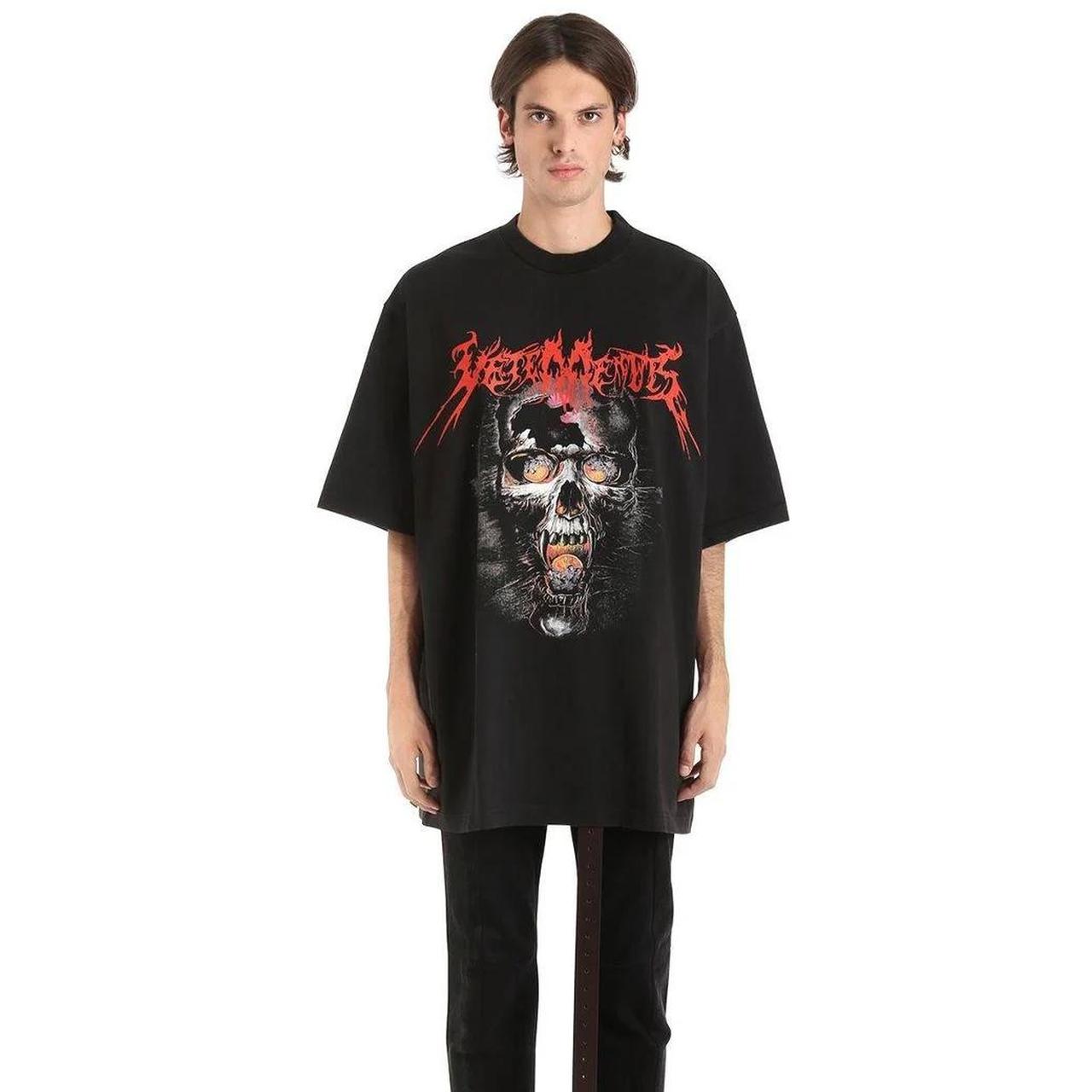 Vetements heavy metal skull logo oversized... - Depop