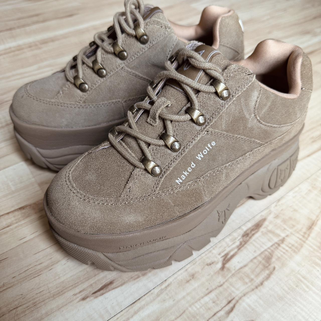 Brand new Naked Wolfe platform beige sneakers. Suede | Depop