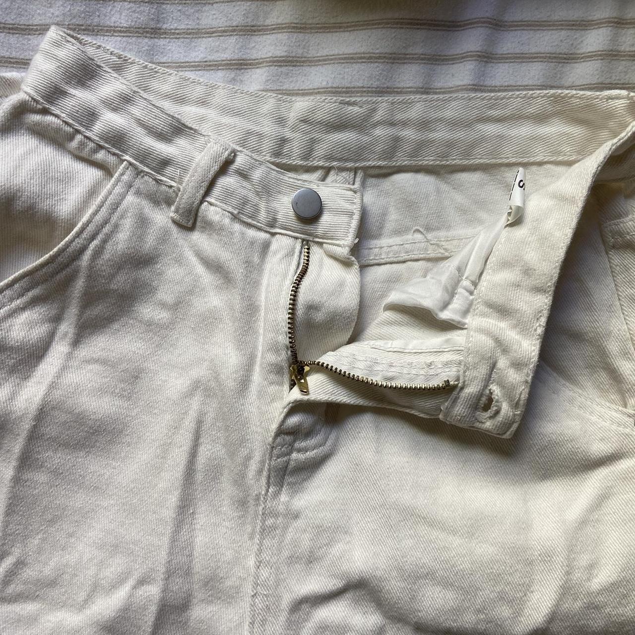 women's white utility pants! size small, would fit a... - Depop