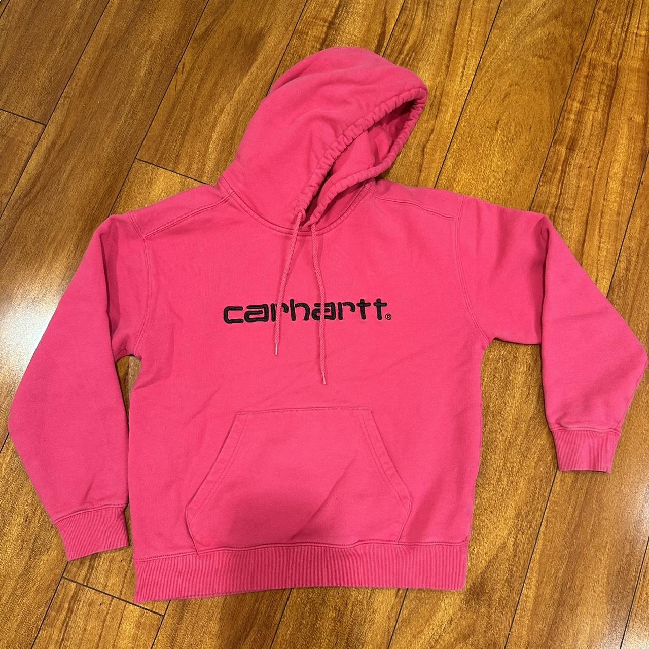 super cute bright pink carhartt hoodie. has some... - Depop