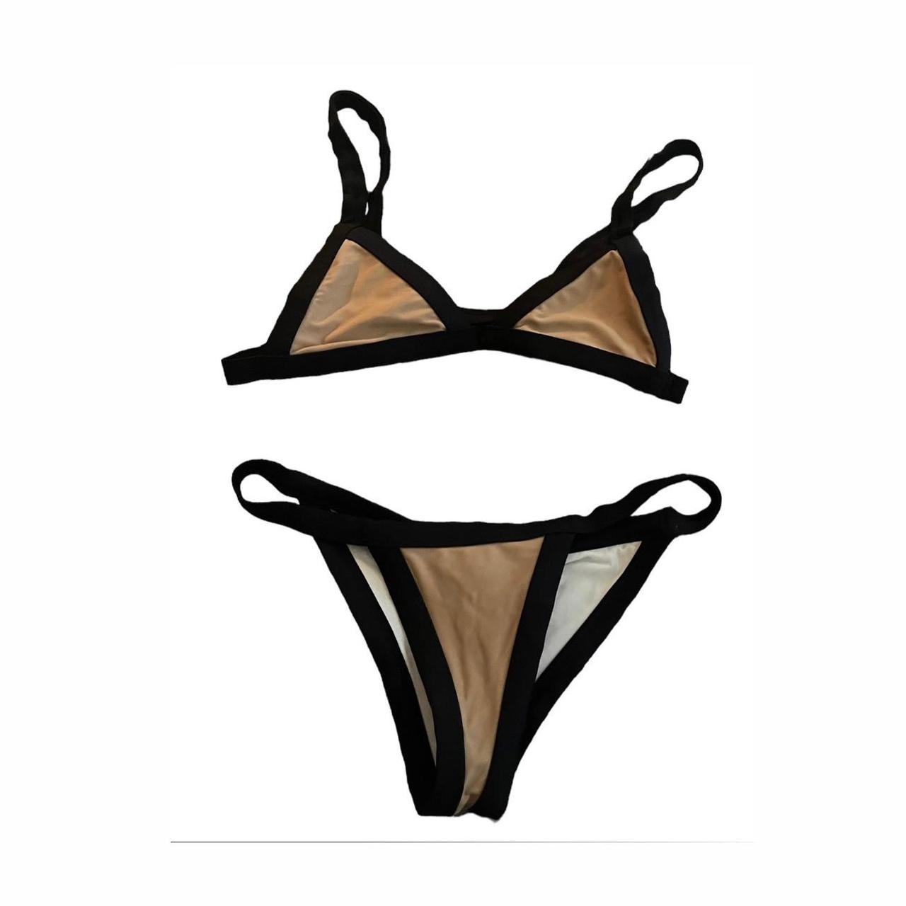 Fashion Nova Women's Black and Tan Bikinisandtankinisets Depop