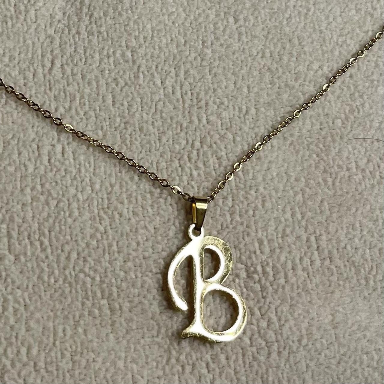 Gold Initial Letter “B” Pendant Necklace (FREE... - Depop