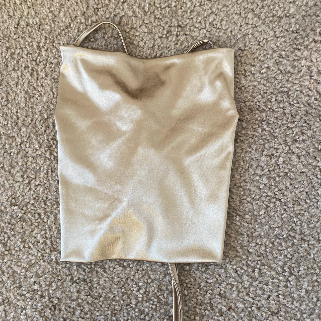 Gold silk top. Like a scarf tie top but it has a... - Depop