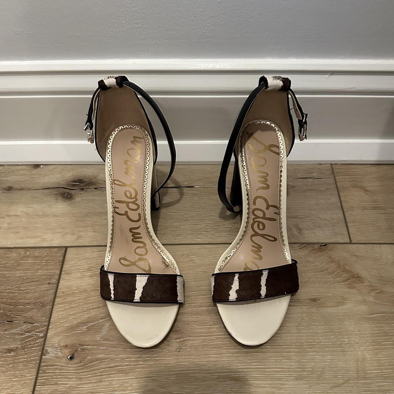 Zebra white and chocolate brown high heels Worn. Depop