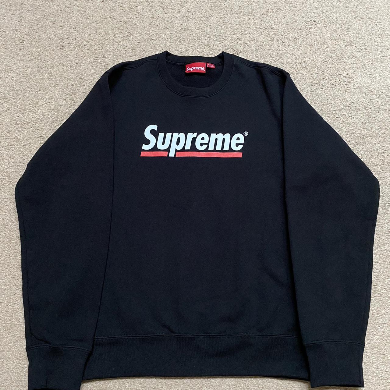 Supreme Black Underline Crewneck Small Condition... - Depop