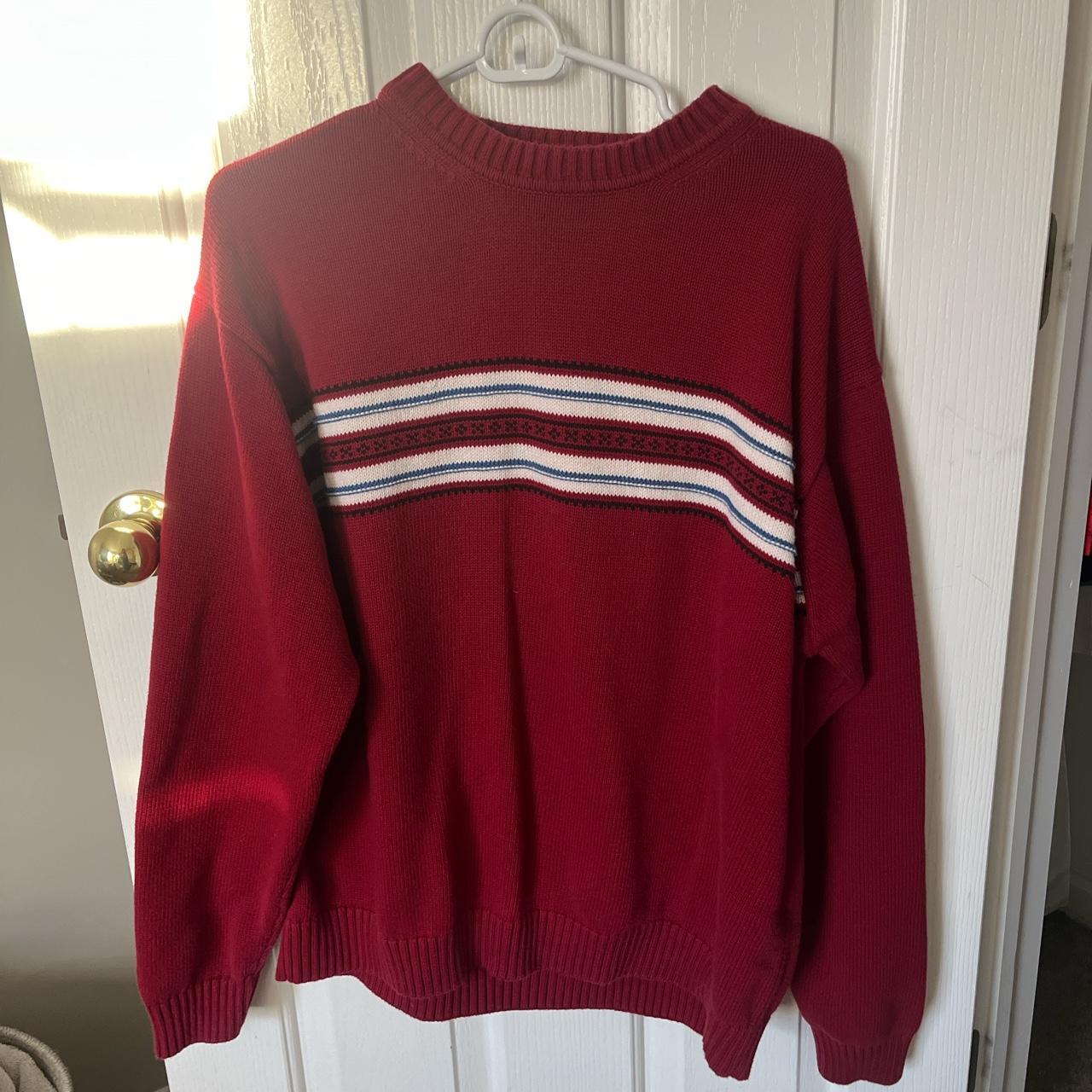 Red striped sweater Geoffrey Bean. Blue and white... - Depop
