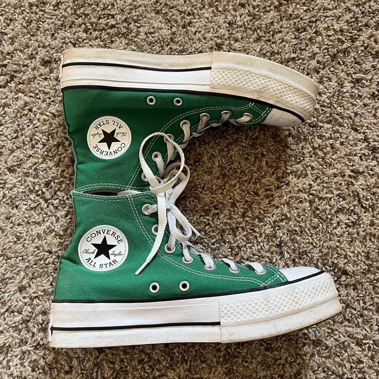 Green platform converse - women’s 7.5 - worn a... - Depop