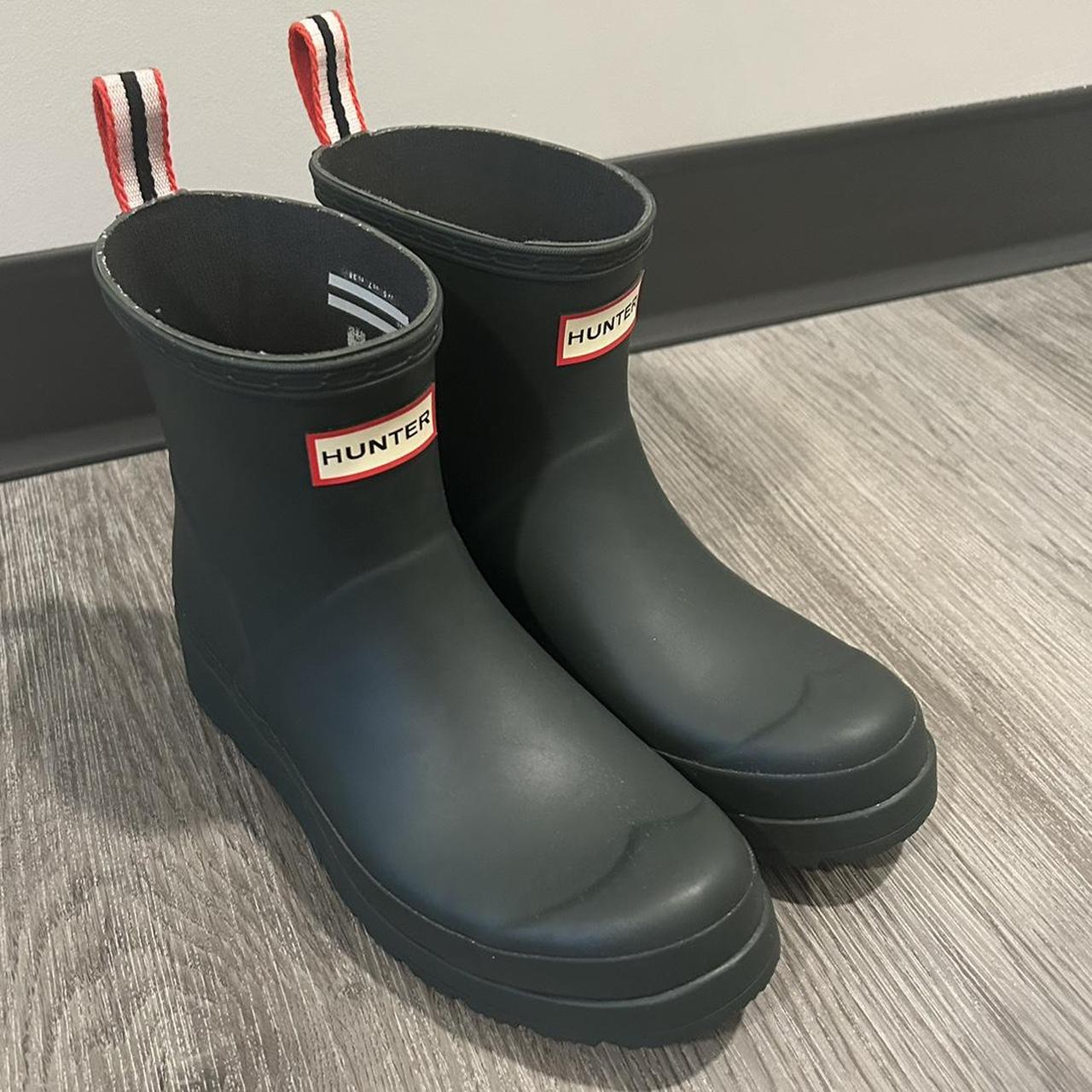 Army green hunter rain boots Ankle rise, size 7/runs... - Depop