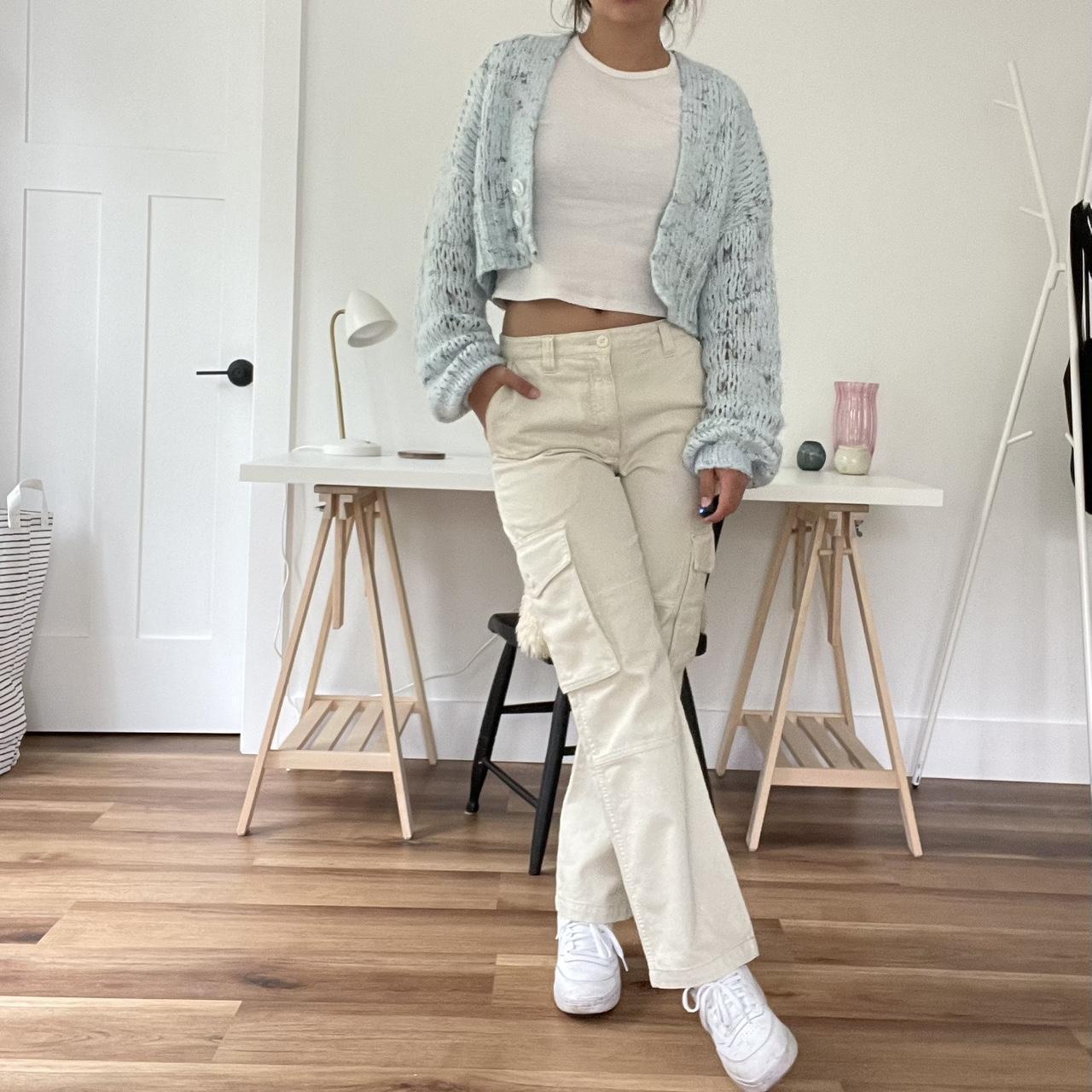 TNA ARITZIA CREAM CARGO PANTS never worn. mid rise... Depop