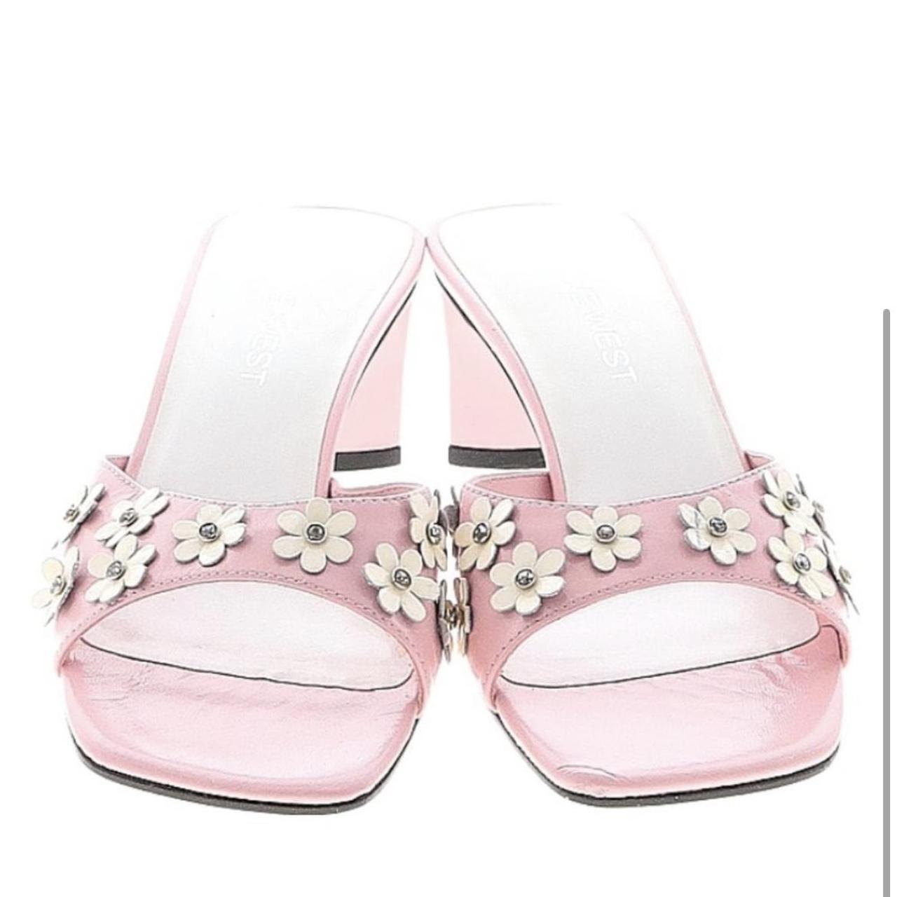 Nine West Women's White and Pink Sandals | Depop