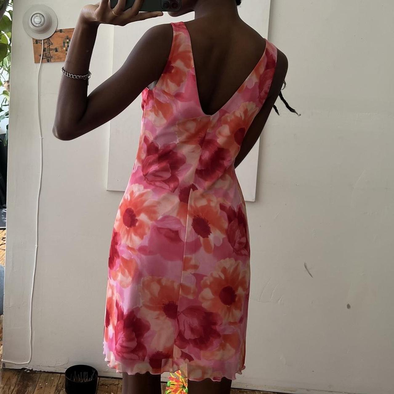 Women's Pink and Orange Dress Depop