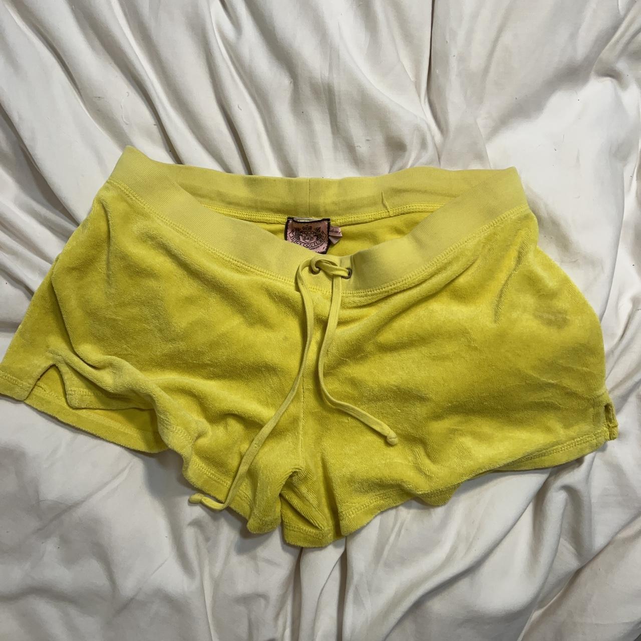 vintage juicy couture yellow terry cloth shorts size Depop